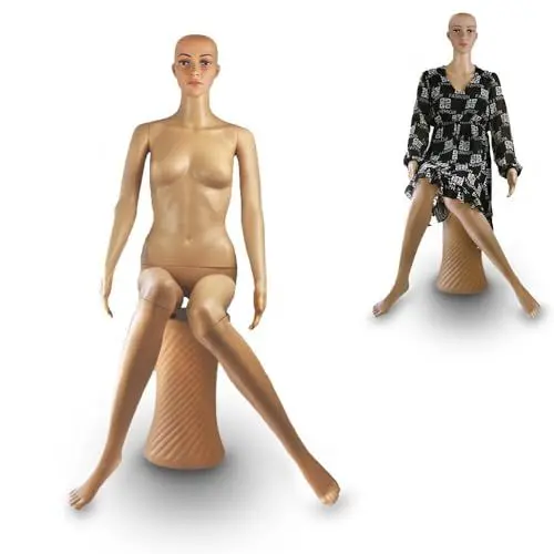 Produktbild: BITUXX Schaufensterpuppe Weiblich Sitzend Beweglich Schaufensterfigur Mannequin Schneiderpuppe beweglich 135cm