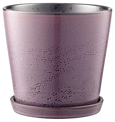 Produktbild: BITZ Blumentopf/Kräutertopf, Übertopf aus Keramik für Blumen und Kräuter, Durchm. 14 cm, Lila/Schwarz