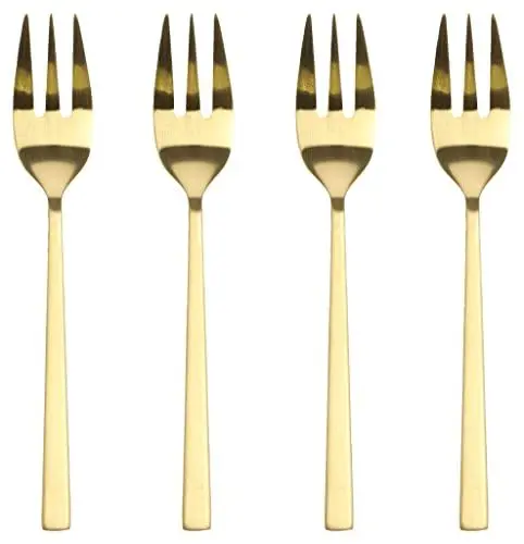 Produktbild: BITZ Kuchengabel, Dessertgabel aus Rostfreiem Edelstahl, Länge 14,4 cm, 4 Stck, Messingfarben
