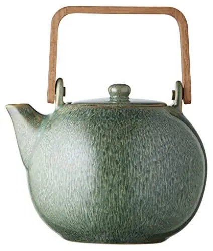Produktbild: BITZ Teekanne, Kanne aus Steingut/Keramik für Tee, 1,2 Liter, Höhe 20 cm, Grün