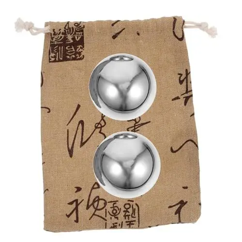 Produktbild: BIUDECO 1 Satz Handball Aus Edelstahl Handmassagebälle Kugeln Für Handroller Dekorative Handbälle Massagebälle Für Handübungen Chinesische Handbälle Silver Rostfreier Stahl
