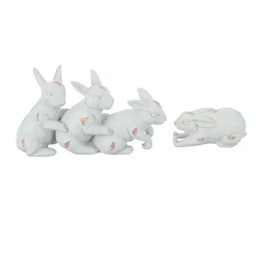 Produktbild: BIUDECO 1 Satz Harz Kannichen Figur Osterhasen Tierfigur Esszimmertischdekoration Frühlingsdeko Hasen Osterfigur Harz Tischkaninchenverzierung Kaninchen-Ornamente Bonsai Mini Fräulein