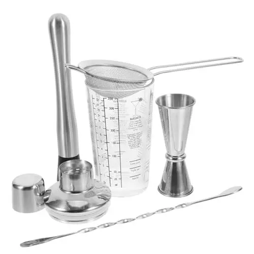 Produktbild: BIUDECO Glas Cocktail Shaker Flasche Set Kit Edelstahl Drink Shaker Küche Barware