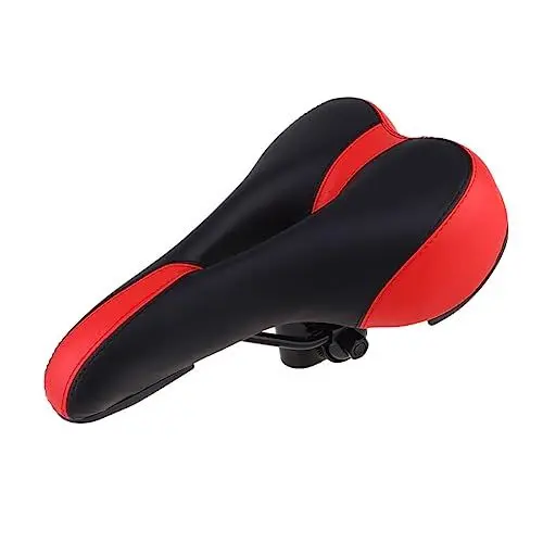 Produktbild: BIUDECO 1 Stück Bequemer Fahrradsattel mit Atmungsaktivem Mesoporösem Kissen Dicker Mountainbike Sattel für Zusätzlichen Ergonomisches Design Geeignet für Fahrräder Schwarz Rot