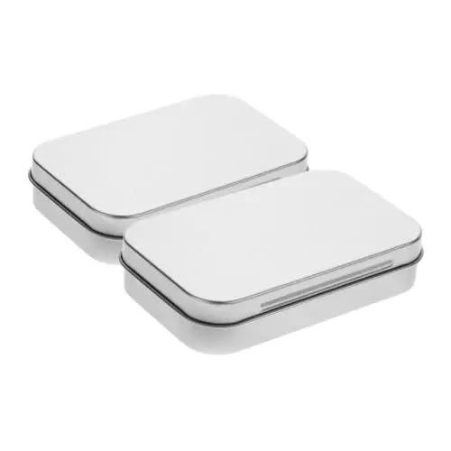 Produktbild: BIUDECO 2 Stücke Snack Box Container Weißblech Süßigkeiten Dosen Rechteckige Metall Zinn Box Klappdeckel Metall Lagerung Zinn