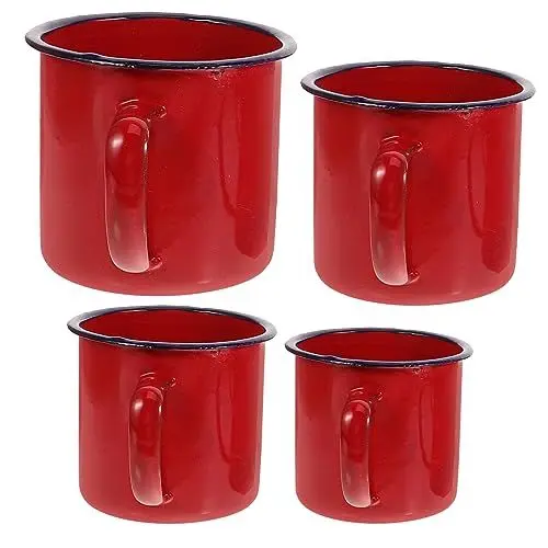 Produktbild: BIUDECO 4stücke Emaillebecher Camping-kaffeebecher Tragbare Wasserbecher Kleine Milchbecher Für Zuhause Büro Picknick Frühstück