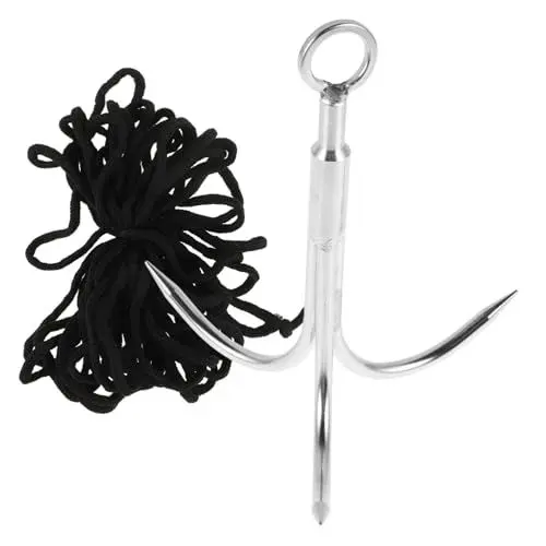 Produktbild: BIUDECO Ankerhaken Für Wasserunkraut Greifhaken Kletterhaken Zum Wandern Outdoor-Haken Kletterzubehör Kleiner Enterhaken Haken Zum Ankern Von Fischen Kletterbedarf Silver Rostfreier Stahl