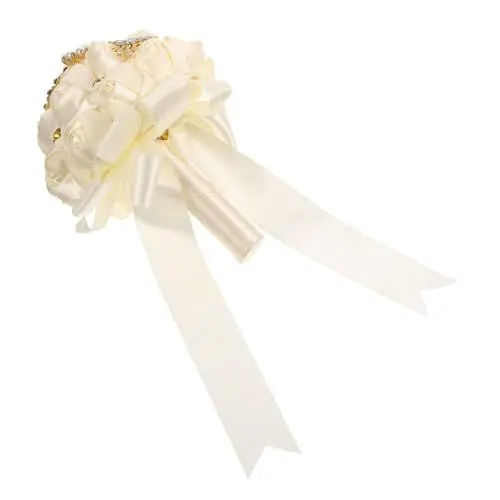 Produktbild: BIUDECO Luxus Hochzeit Satin Rose Brautstrauß Brautjungfer Blumenarrangement Hochzeit Herzstück Strass