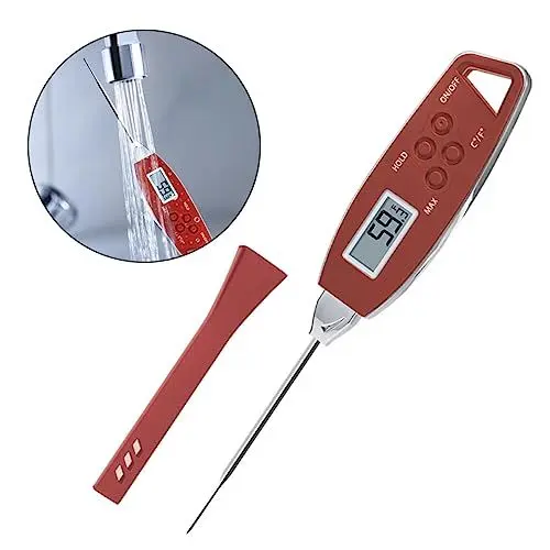 Produktbild: BIUDECO Digitales Thermometer Grill Digital Rot Instant Read Küche Fleisch Wasserdicht Wasser Fleisch Digital Grillthermometer