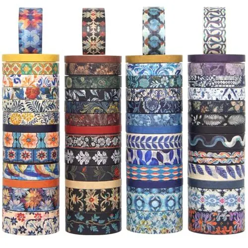 Produktbild: Biuunsf 44 Rollen Washi Tape Set, 10 mm und 15 mm Breites Gerastertes Farbiges Masking Tape für Scrapbooking Zubehör, DIY Crafts, Journal Zubehör, Planer, Junk Journal (Minimalist)
