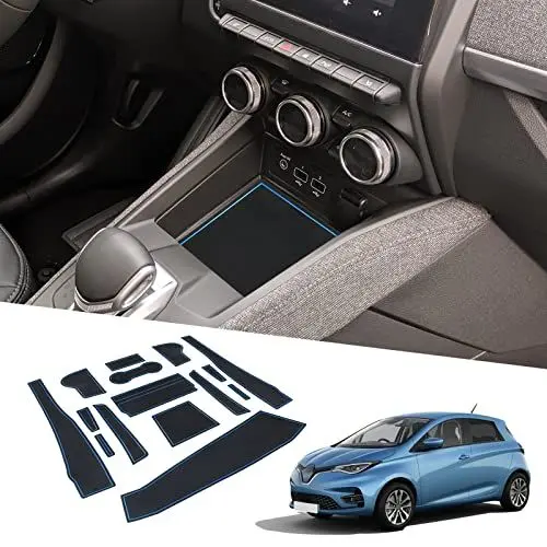 Produktbild: BIXUAN Zoe 2024 kompatibel mit Renault Zoe 2020 2021 2022 2023 2024 2025 Antirutschmatten Mittelkonsole Armlehne Gummimatten Getränkehalter Matte,rutschfeste Türnaht Matten Türschlitzmatte 15 Stück