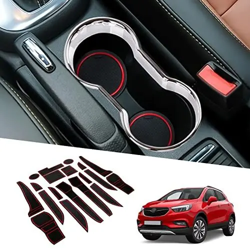 Produktbild: BIXUAN kompatibel mit Opel Mokka X 2017-2020 Antirutschmatten Mittelkonsole Armlehne Gummimatten, Getränkehalter Matte, rutschfeste Türnaht Matten Türschlitzmatte 19 Stück