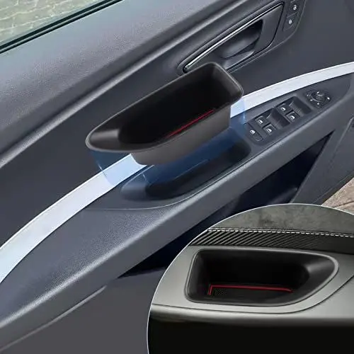 Produktbild: BIXUAN kompatibel mit Seat Leon 5F FR ST MK3 2013-2019 Türablagebox mit Rutschfester Matte Ablagefach zubehör, Organizer Tray Handschuhfach Vordertür links und rechts 2St Aufbewahrungsbox Containe