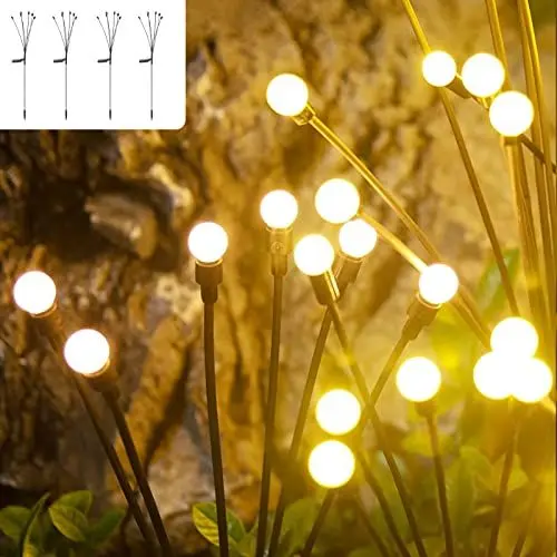 Produktbild: Bixufcai Solarlampen für Außen 4 Stück 24 KöPfe Glühwürmchen Lichter LED Dekorative Licht für Garten IP65 Wasserdicht Swinging Solarleuchten für Rasen Gehweg Landschaft Dekoratives