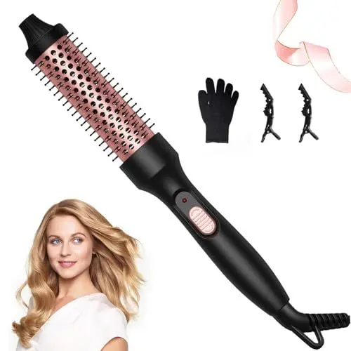 Produktbild: Bizcasa 3 In 1 Thermal Brush,32MM Warmluftbürste Salon One Step Haartrockner und Volumiser Heißluftbürste,Ionen Haartrockner Haarschäden Volumiser Lockenbürste Rundbürste,Doppelspannung,Kein Föhn