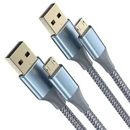 Produktbild: Bjids Micro USB Kabel 3M 2Stück Micro USB Android-Ladekabel Nylon geflochtenes USB A auf Micro Kabel Kompatibel mit Galaxy S7 S6 S5 J7 Edge Note 5,Kindle Fire,PS4 Controller und mehr Micro-USB-Grau