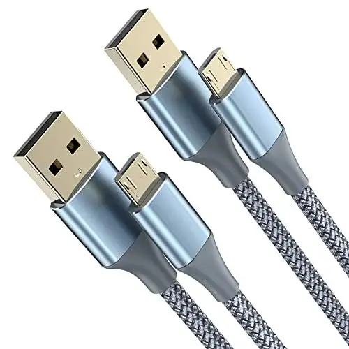 Produktbild: Bjids Micro USB Kabel 3M 2Stück Micro USB Android-Ladekabel Nylon geflochtenes USB A auf Micro Kabel Kompatibel mit Galaxy S7 S6 S5 J7 Edge Note 5,Kindle Fire,PS4 Controller und mehr Micro-USB-Grau