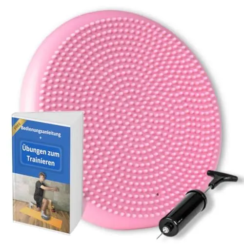 Produktbild: BK 2.0 Balance Cushion Pink – Orthopädisches Gleichgewichtskissen für gesunde Körperhaltung – Ergonomisches Sitzkissen fürs Büro, Home Office & Schule – Balance Trainer inkl. Luftpumpe – 33 cm