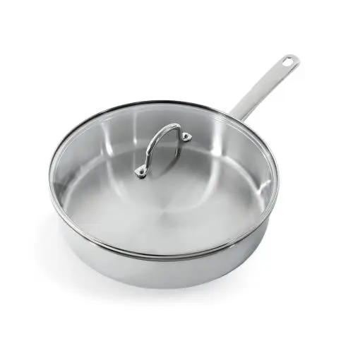 Produktbild: BK Bright Edelstahl Induktion 28 cm Schmorpfanne mit Deckel, Bleiben-Kühl Griff, Professionelles Kochen, 18,10 Edelstahl, Induktion, Backofenfest bis 230°C, Spülmaschinenfest,Silber,Muttertagsgeschenk