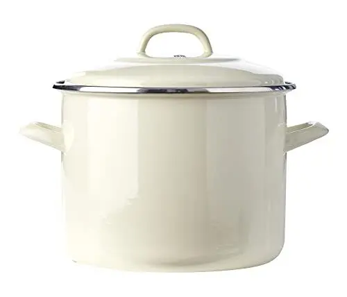 Produktbild: BK Indigo Holländisches Erbe Deutscher Emaillierter Suppentopf mit Deckel mit PFAS-Freier Keramik-Antihaftbeschichtung, 24 cm/8,7 Liter, Induktion, Spülmaschinenfest, Backofenfest, Crème
