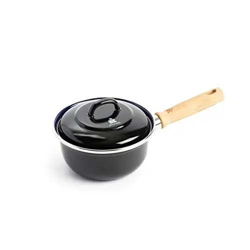 Produktbild: BK Indigo Holländisches Erbe Emaillierter Kochtopf mit Deckel mit PFAS-Freier Keramik-Antihaftbeschichtung, 16 cm/1,2 Liter, Induktion, Spülmaschinenfest, Backofenfest, Schwarz