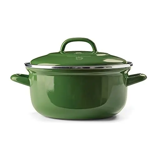 Produktbild: BK Indigo Holländisches Erbe Runde Deutsche Emaillierte Kasserolle mit Deckel mit PFAS-Freier Keramischer Antihaftbeschichtung, 26 cm/5,2 Liter, Induktion, Spülmaschinenfest, Backofenfest, Grün