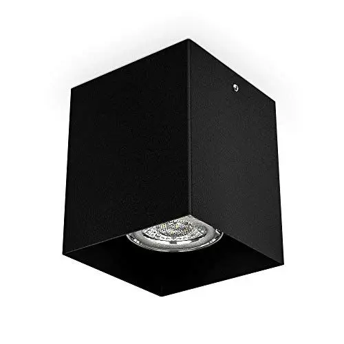 Produktbild: B.K.Licht - Aufbauspot GU10 Fassung, max. 50 Watt, eckig, Deckenlampe, Deckenstrahler, Spot, Aufbauleuchte, Aufputzleuchte, Deckenspot, Spotlight, Deckenbeleuchtung, Aufbaulampe, 8x8x9,5 cm, Schwarz