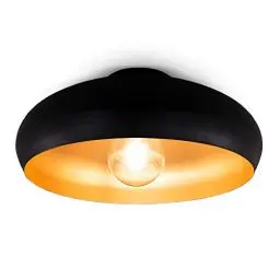 Produktbild: B.K.Licht - Deckenlampe E27 Fassung, max. 60 Watt, Vintage, Deckenleuchte, Lampe, Wohnzimmerlampe, Schlafzimmerlampe, Küchenlampe, Deckenbeleuchtung, Retro, 39,5x17,5 cm, Schwarz-Gold