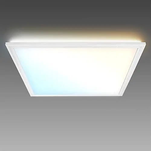 Produktbild: B.K.Licht - LED Deckenlampe mit indirektem Licht, Fernbedienung, einstellbar von warmweiß bis kaltweiß, LED Panel, LED Deckenleuchte, Lampe, Wohnzimmerlampe, Schlafzimmerlampe, 29,5x29,5x6 cm, Weiß