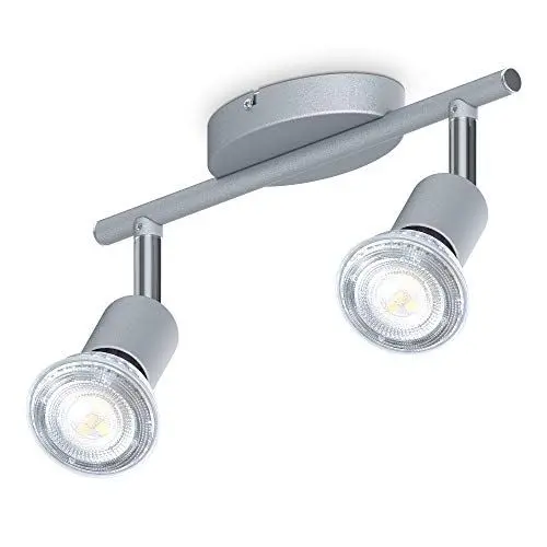 Produktbild: B.K.Licht - LED Deckenlampe schwenkbar, neutralweiße Lichtfarbe, je 5 Watt, 400 Lumen, LED Deckenleuchte, Lampe, Wohnzimmerlampe, Schlafzimmerlampe, Küchenlampe, 25,5x7x9,5 cm, Titanfarbig