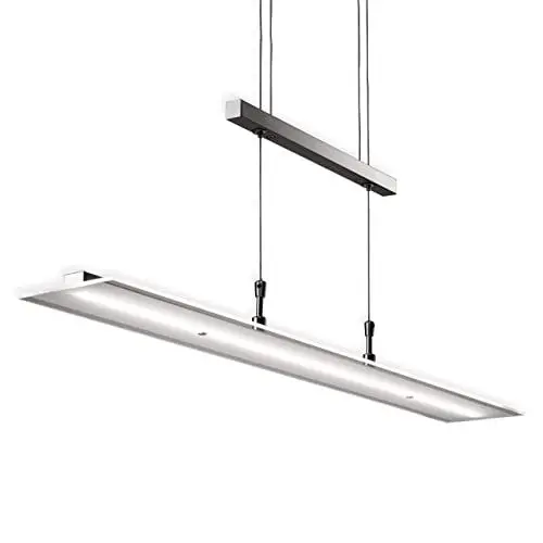 Produktbild: B.K.Licht - LED Pendelleuchte stufenlos höhenverstellbar, dimmbar via Touch, warmweiße Lichtfarbe, Hängeleuchte, Hängelampe Esstisch, Esszimmerlampe hängend, Wohnzimmerlampe, 85x175 cm, Matt-Nickel