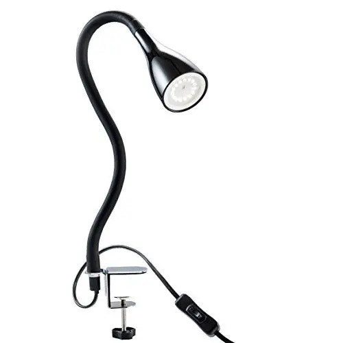 Produktbild: B.K.Licht - Schreibtischlampe mit Kabelschalter, dimmbar in Stufen, schwenkbar, Tischlampe, Klemmleuchte, Tischleuchte, Bürolampe, Leselampe, Leselicht, Klemmlampe, 60x5,5 cm, Schwarz