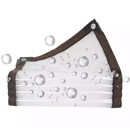 Produktbild: BKOOKYY Abdeckplane Wasserdicht 1x7m, Plane Transparent Mit Ösen, Kunststoffplane Durchsichtig, wasserdichte Gewebeplane, Outdoor Schutzplane, Regenschutz Reißfeste