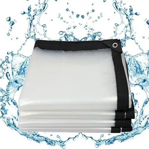 Produktbild: BKOOKYY Transparente Plane Mit Ösen 1x2m, Abdeckplane wasserdichte, Durchsichtig Schutzplane, Wasserdicht Gewebeplane, Wetterfeste Strapazierfähig Faltbar, Für Gartenmöbel, Pool, Auto