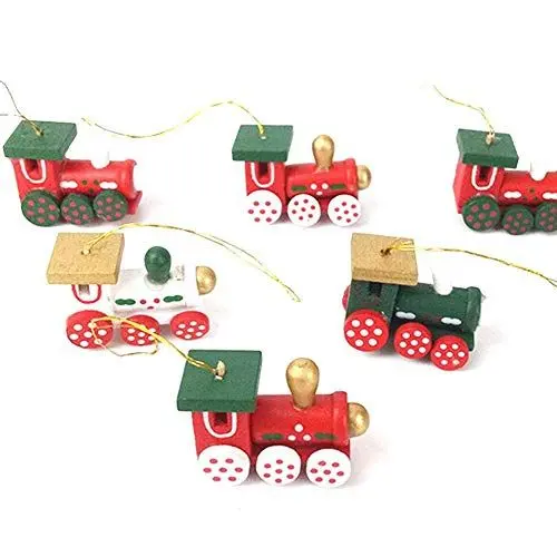 Produktbild: Bkrdty Hölzerner Weihnachtszug 6 stücke Weihnachten Holzeisenbahn Mini Weihnachten Deko mit Seil zum Weihnachten Vitrine Fenster Desktop Dekoration