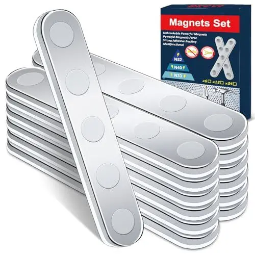 Produktbild: BKSAI 12er Unzerbrechliche Magnete Selbstklebend Stark Magnetband zum Kleben Neodym Magnete Klebemagnete 65x10x2mm Magnetband Flach für Schule, Büro