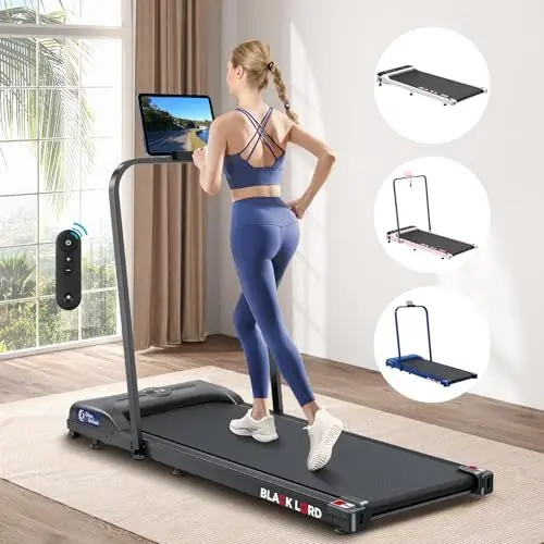 Produktbild: BLACK LORD Laufband, elektrisch, Trainingsgerät, 2,2 PS, Fitnessgerät, Walking-Jogging-Trainer für das Fitnessstudio zu Hause, Büro, kommerzielle Serie, Schwarz (mit Griff)