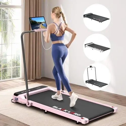 Produktbild: BLACK LORD Unter Schreibtisch Laufband mit Griff, Gehpad 2 in 1 für Gehen und Joggen, 3.2HP Fitnessgeräte, Tragbare Unter Schreibtisch, Haus und Büro, 140kg Kapazität,MS2, Rosa