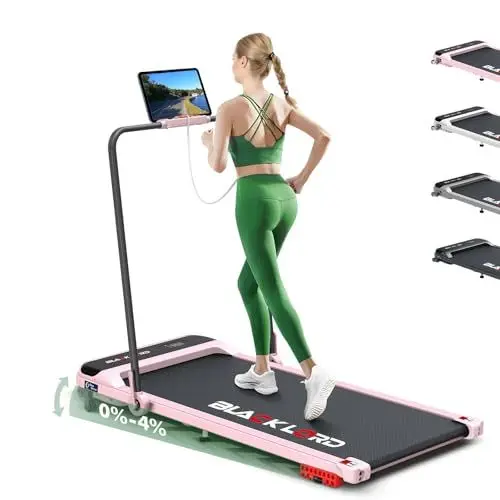 Produktbild: BLACK LORD Walking Pad MS2, Laufband fürs Homeoffice, Fitnesstraining, 3,2 PS, 4% Steigung, tragbar unter den Schreibtisch, Bluetooth-Fernbedienung, Cardio-Aerobic-Trainer,Joggen,Laufen,Mit Griff,Rosa