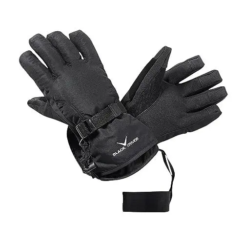 Produktbild: Black Crevice Erwachsene Skihandschuhe I atmungsaktive & wasserdichte Ski-Handschuhe für Herren & Damen I warme Winterhandschuhe I robuste Schnee-Handschuhe mit Gummibund-Kordelzug