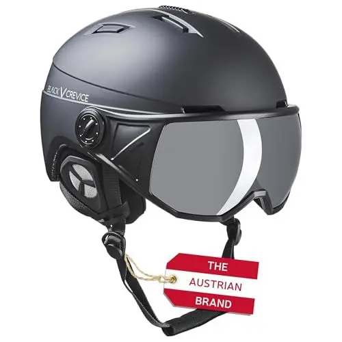 Produktbild: Black Crevice Skihelm St. Moritz mit Vollvisier, schwarz/Silber, M (54-57 cm)