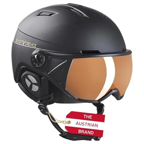 Produktbild: Black Crevice Skihelm St. Moritz mit Vollvisier, schwarz/orange, M (54-57 cm)