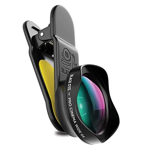 Produktbild: Black Eye Pro Cinema Wide G4 120° Weitwinkelobjektiv, optimiert für neuere Smartphones (Universelle Clip-Befestigung, Doppelseitige Antireflex-Beschichtung, Funktioniert auch mit DualCams) - G4CW001