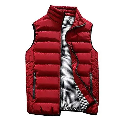 Produktbild: Black Friday Angebote 2024,Weiße Weste Männer Herren Weste Blau Herren Daunenweste Winter Warm Gepolstert Ärmellos Jacke Stehkragen Leichtgewicht Outdoor Weste Rot （Rot，L）