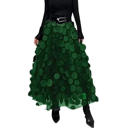 Produktbild: Retro Rock in A-Linie mit breitem Saum und neuem dreidimensionalen Polka Dot Gaze Rock (GN2, XXL)