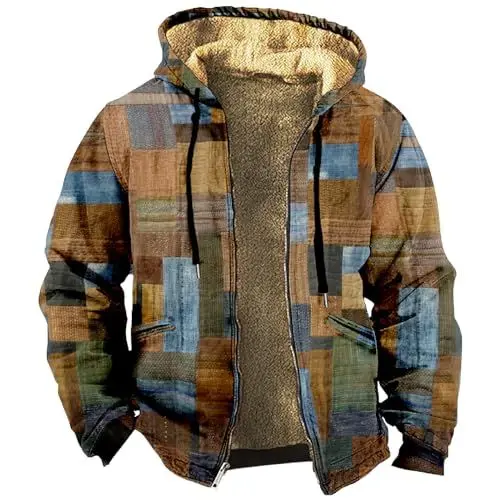 Produktbild: Black Friday Early Deals Lammfelljacke Herren Herren Wintermantel Sweatshirt Mit Kapuze Mantel Herren Kurz Jeansjacke Herren Gefüttert Leder Mantel Übergangsjacke Herren Mantel Herren