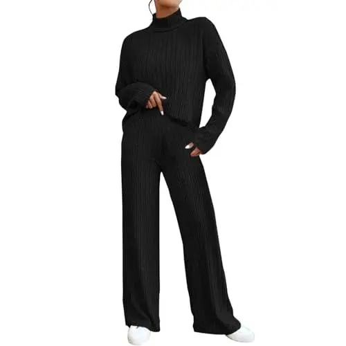 Produktbild: Black Friday Sale Baumwoll Schlafanzug Damen Winter Hausanzug Damen Winter Lang Kuschel Pyjama 2024 Pyjama Set 2 Stück Slim Fit Frauen Sportanzug Trainingsanzug M