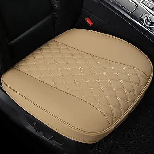 Produktbild: Black Panther PU Autositzbezüge,Umwickelkante,Schutz für Vordersitz unten Einzelsitz ohne Rückenlehne(W 21.26''*D 20.87”)(1Stück,Beige)