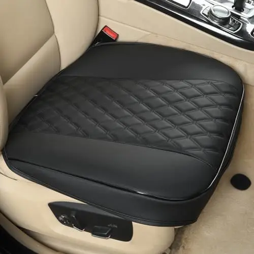 Produktbild: Black Panther PU Autositzbezüge,Umwickelkante,Schutz für Vordersitz unten Einzelsitz ohne Rückenlehne(W 21.26''*D 20.87”)(1Stück,Schwarz)