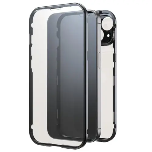Produktbild: Black Rock Hülle für iPhone 15 (Metallrahmen, 360° Rundumschutz, Wireless Charging kompatibel, ultradünn, slim, Magnet, Cover, Handyhülle für iPhone 15, Case, Handycase) schwarz